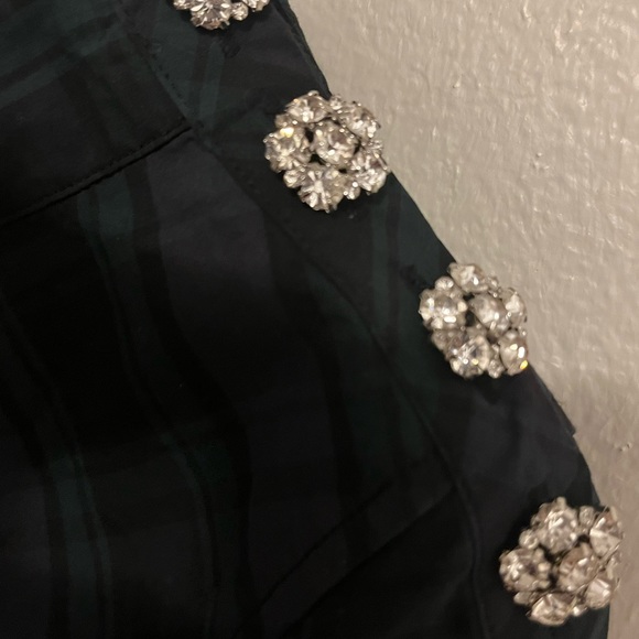 J. Crew Funnel Neck Black Watch Plaid Jewel Top sz 0 - Picture 7 of 7
